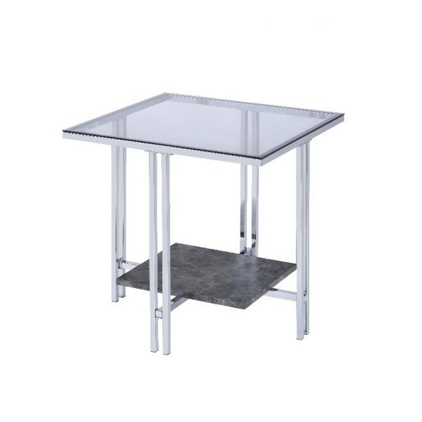 Liddell End Table in Chrome & Glass - Acme Furniture 83927