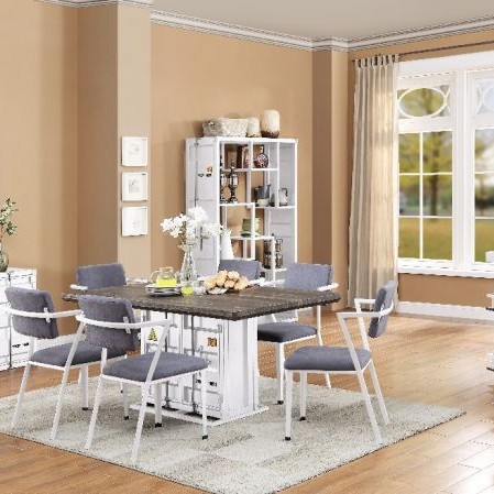 Cargo Dining Table in Antique Walnut & White - Acme Furniture 77880
