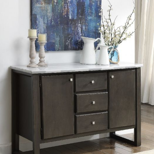 Madan Server in Marble & Gray Oak - Acme Furniture 73169