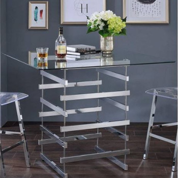 Nadie Counter Height Table in Chrome & Clear Glass - Acme Furniture 72590
