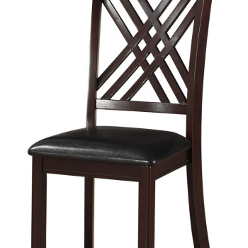 Katrien 2 Black PU Leather/Espresso Wood Side Chairs