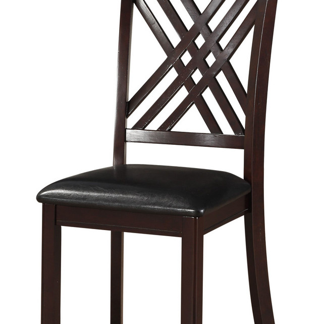 Katrien 2 Black PU Leather/Espresso Wood Side Chairs