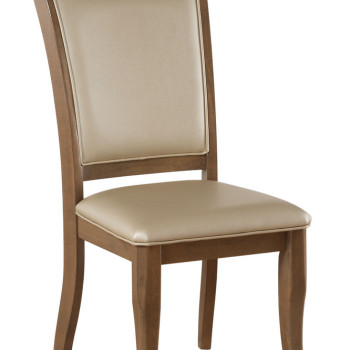 Harald 2 Beige PU Leather/Gray Oak Wood Side Chairs