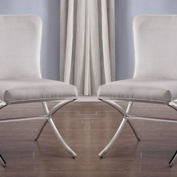Daire 2 Gray Fabric/Chrome Metal Side Chairs