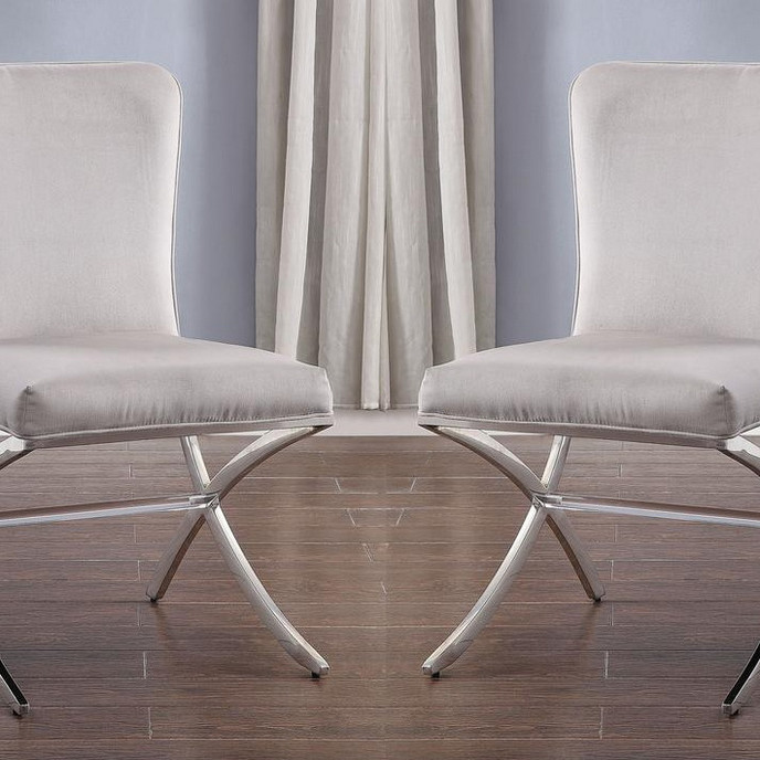 Daire 2 Gray Fabric/Chrome Metal Side Chairs