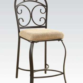 Kiele 2 Antique Black Metal/Wood/Fabric Counter Height Chairs