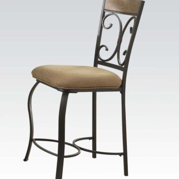 Kiele 2 Antique Black Metal/Fabric Counter Height Chairs