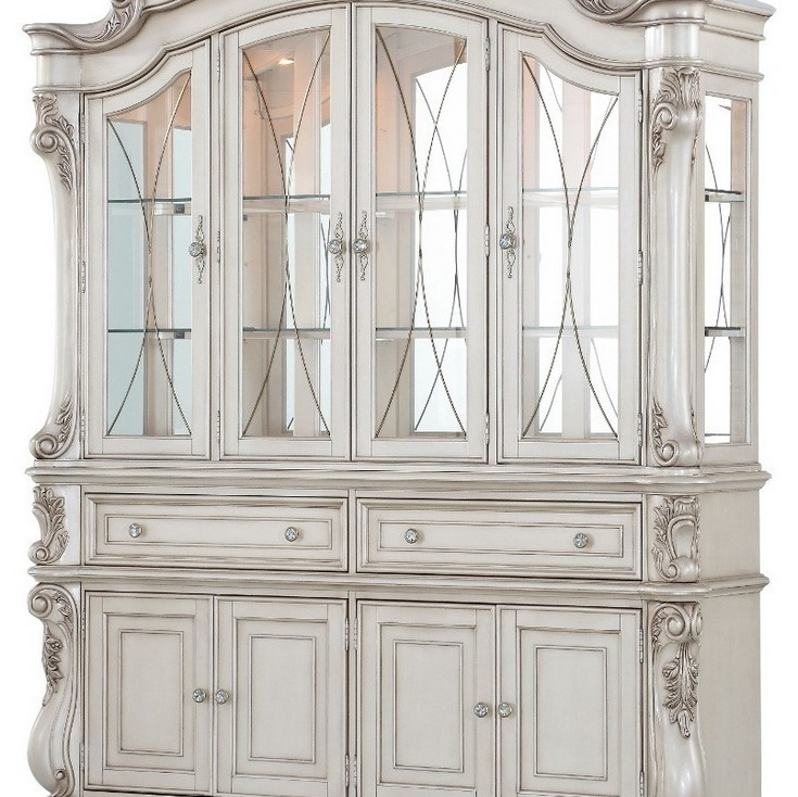 Gorsedd Antique White Finish Wood Hutch & Buffet
