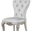 Gorsedd 2 Cream Fabric/Antique White Finish Wood Side Chairs