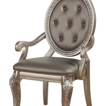 Northville 2 Antique Gold PU Leather Arm Chairs