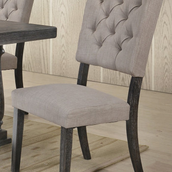 Bernard 2 Neutral Fabric/Weathered Gray Oak Wood Side Chairs
