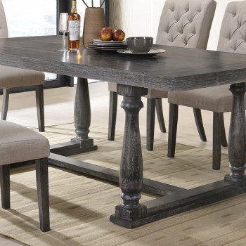 Bernard Weathered Gray Oak Wood Dining Table