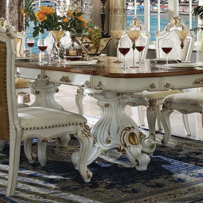 Picardy Antique Pearl/Cherry Oak Wood Dining Table (Oversized) by Acme