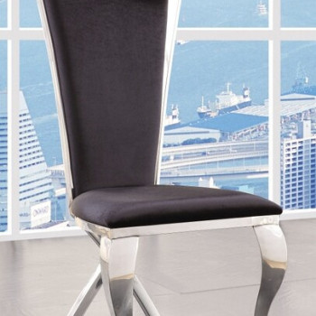 Cyrene 2 Black Fabric/Chrome Side Chairs by Acme