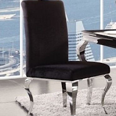 Fabiola 2 Black Fabric/Chrome Stainless Steel Side Chairs by Acme
