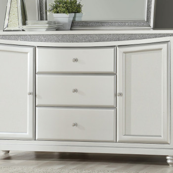 Maverick Platinum Wood Server w/3 Drawers & 2 Doors by Acme