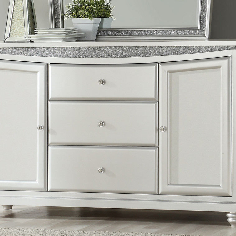Maverick Platinum Wood Server w/3 Drawers & 2 Doors by Acme
