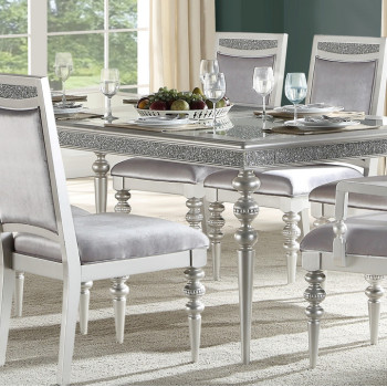 Maverick Platinum Wood Dining Table w/Glass Insert by Acme