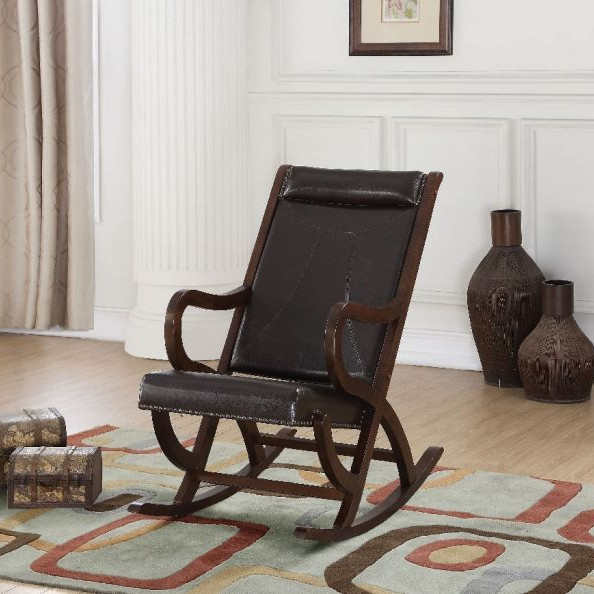 Triton Rocking Chair in Espresso PU & Walnut - Acme Furniture 59535