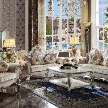 Picardy Sofa w/Pillows in Fabric & Antique Pearl - Acme Furniture 55460