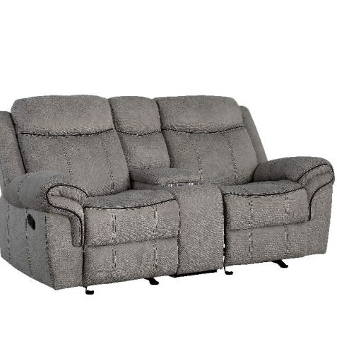 Zubaida Loveseat w/Console (Glider & Motion) in 2-Tone Gray Velvet - Acme Furniture 55026