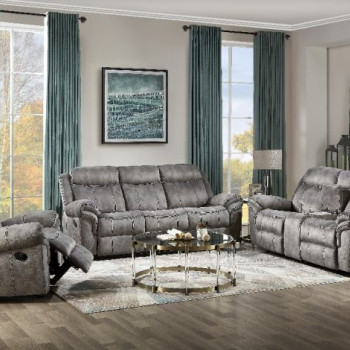 Zubaida Sofa (Glider & Motion) in 2-Tone Gray Velvet - Acme Furniture 55025