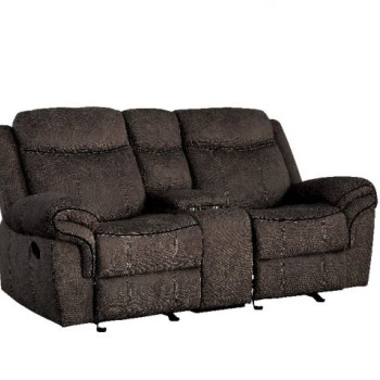 Zubaida Loveseat w/Console (Glider & Motion) in 2-Tone Chocolate Velvet - Acme Furniture 55021