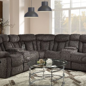 Rylan Sectional Sofa in Dark Brown Fabric - Acme Furniture 54965