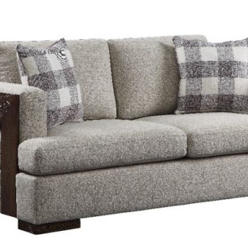 Niamey Loveseat w/2 Pillows in Fabric & Cherry