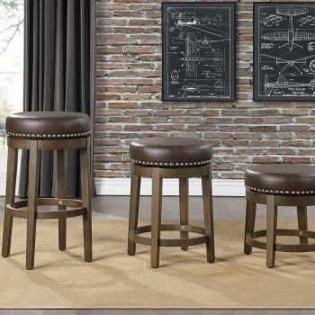 5681BRW-18 Round Swivel Stool, Brown Westby