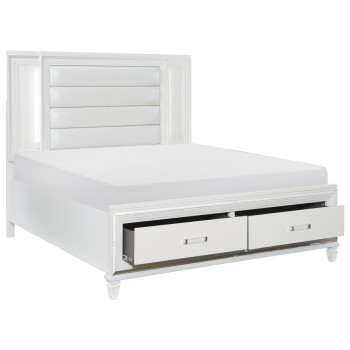 1616W-1* Queen King Platform Bed with LED Lighting and Footboard Storage Tamsin