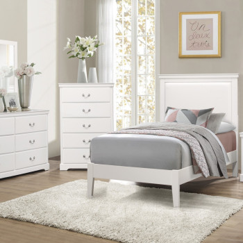 1519WHT-1*4 4PC SETS Twin Bed + NS + D + M