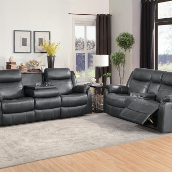 9990GY-2+3 Flat Reclining Love Seat and Flat Reclining Sofa Yerba