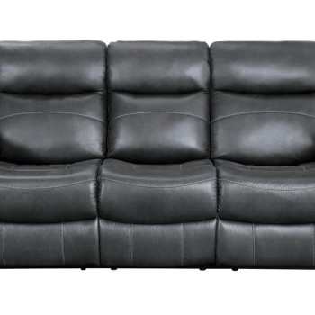 9990GY-3 Double Lay Flat Reclining Sofa with Center Drop-Down Cup Holders Yerba