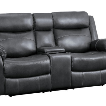 9990GY-2 Double Lay Flat Reclining Love Seat with Center Console Yerba