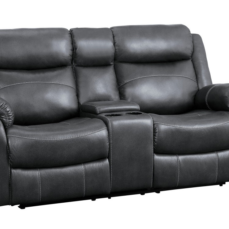 9990GY-2 Double Lay Flat Reclining Love Seat with Center Console Yerba