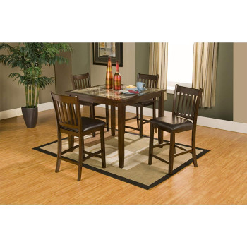 554 Capitola Espresso Faux Marble 5-Piece Pub Set