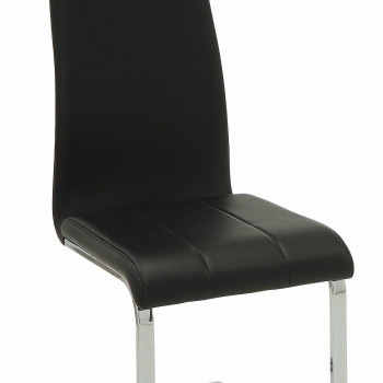 Modern Dining Black Faux Leather Dining Chair with Chrome Legs