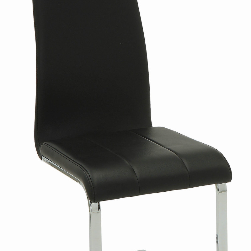 Modern Dining Black Faux Leather Dining Chair with Chrome Legs
