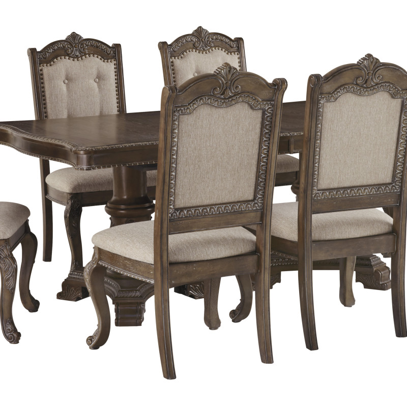 D803 Charmond 7PC SETS RECT DRM Extension Table + 6 Side Chairs