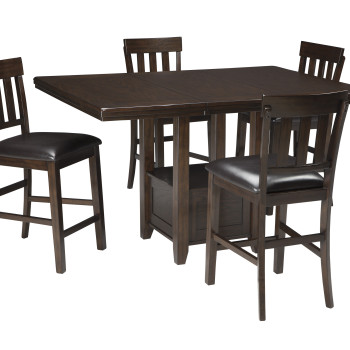 D596 Haddigan 5PC SETS RECT DRM Counter EXT Table + 4 Upholstered Barstool