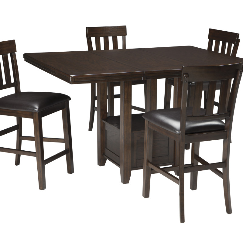 D596 Haddigan 5PC SETS RECT DRM Counter EXT Table + 4 Upholstered Barstool