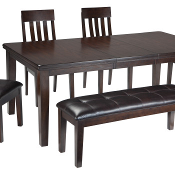 D596 Haddigan 6PC SETS RECT Dining Room EXT Table + 4 Side Chairs + Bench