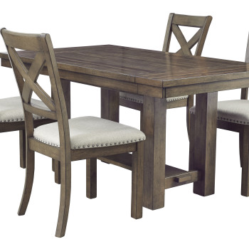 D631 Moriville 5PC SETS RECT Dining Room EXT Table + 4 Dining UPH Side Chair