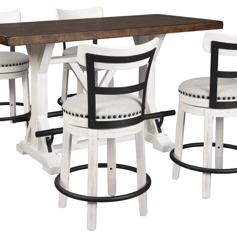 D546 Valebeck 5PC SETS RECT Dining Room Counter Table + 4 UPH Swivel Barstool