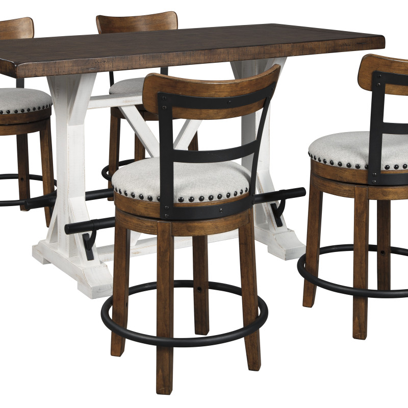 D546 Valebeck 5PC SETS RECT Dining Room Counter Table + 4 UPH Swivel Barstool