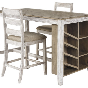 D394 Skempton 3PC SETS RECT Counter Table w/Storage + 2 Upholstered Barstool