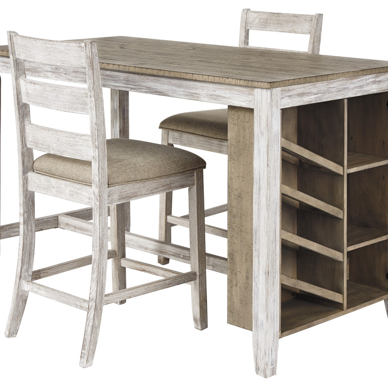 D394 Skempton 3PC SETS RECT Counter Table w/Storage + 2 Upholstered Barstool