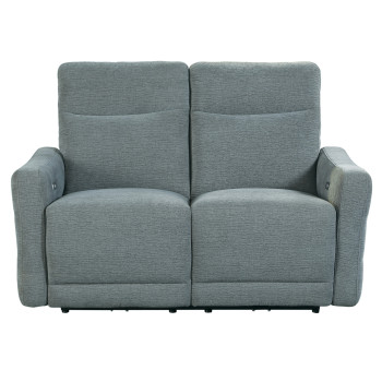 9804DV-2PWH Power Double Lay Flat Reclining Love Seat with Power Headrest and USB Port Edition