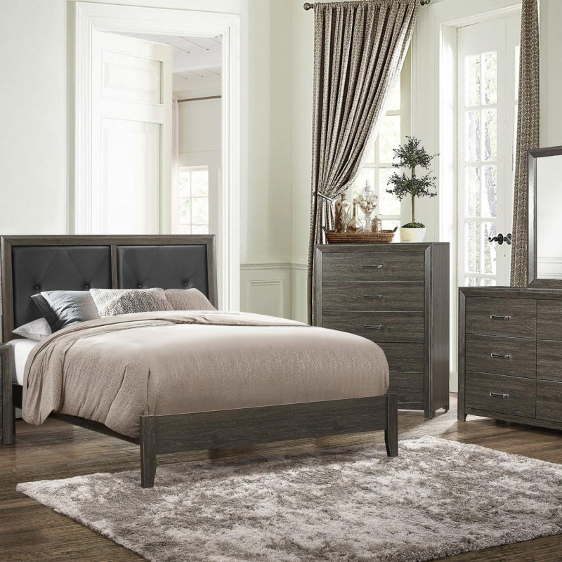 2145NP-EKGr Edina Eastern King Bedroom Set - Brown-Gray
